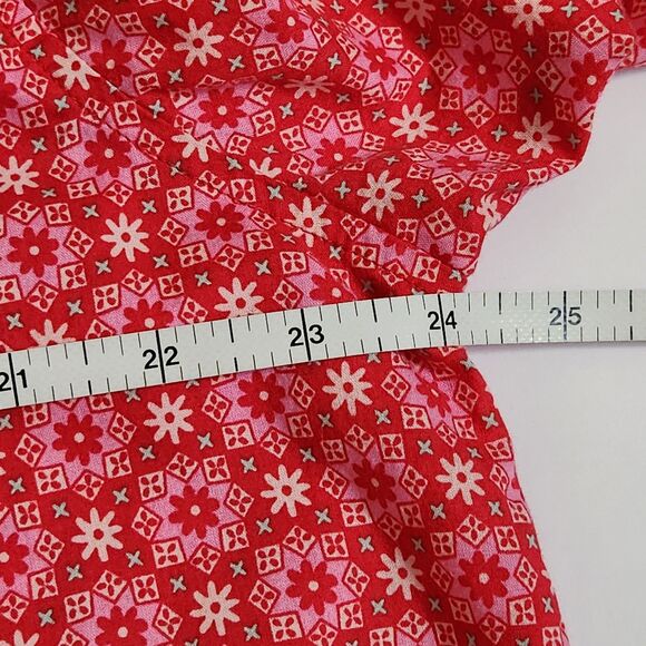 Victoria's Secret 2 Piece Pajama Set Women's Large Red Pink White Floral Cotton - Picture 10 of 13